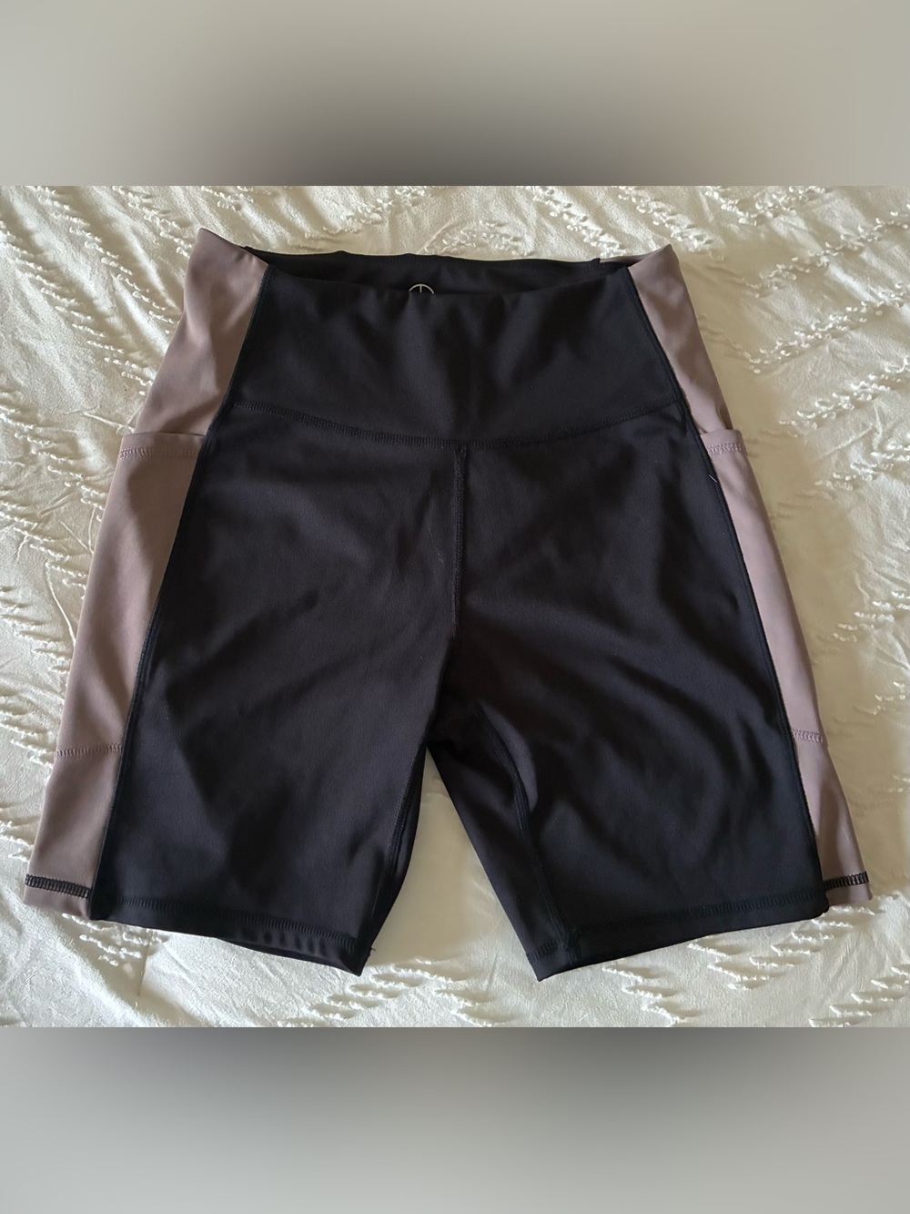 Women's Black and Taupe Active Bike Shorts